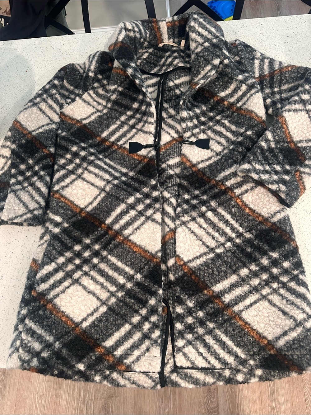 Soft Surroundings Bouclé Plaid Coat - Ivory, Black & Rust